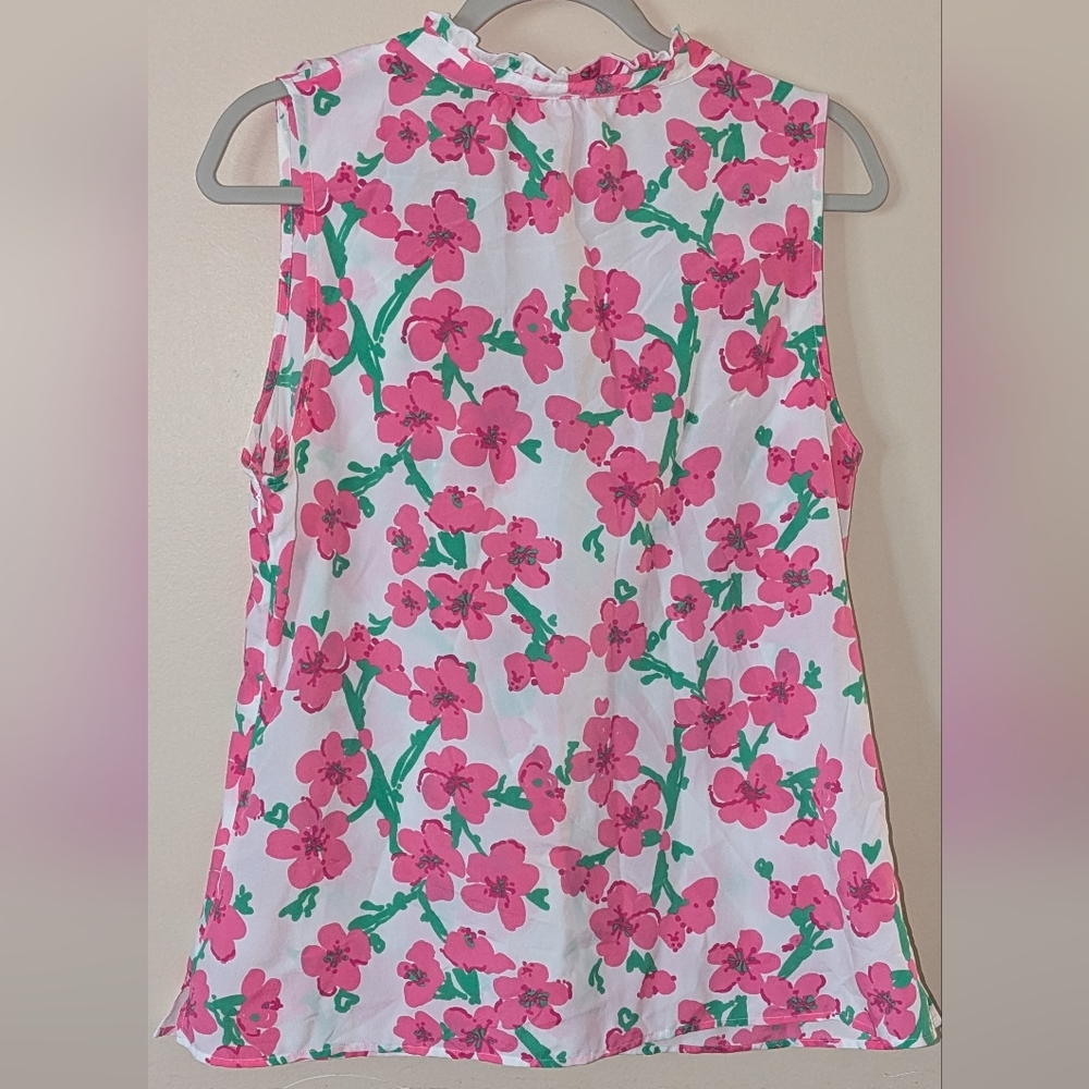 Lilly Pulitzer Pink Floral Ruffle Blouse - Picture 5 of 7